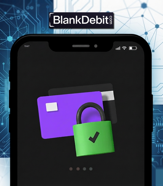 Secure anonymous debit card with lock icon for safe payments